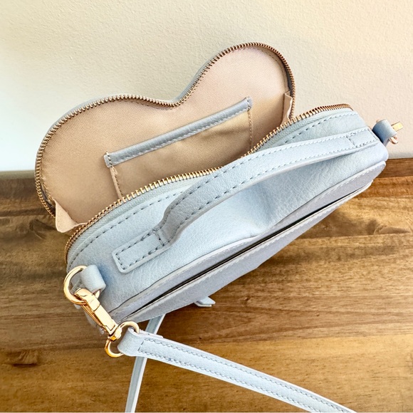 LC Lauren Conrad Heart-Shaped Light Powder Blue Crossbody Bag - Picture 11 of 13